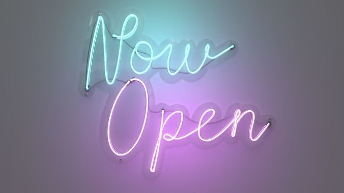 Now Open - Neon Sign 3D model