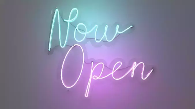 Now Open - Neon Sign 3D model