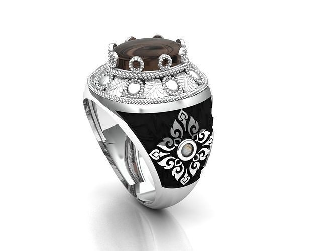 Turkish silver ring  men  3D model