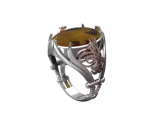 Turkish silver ring men 3D model