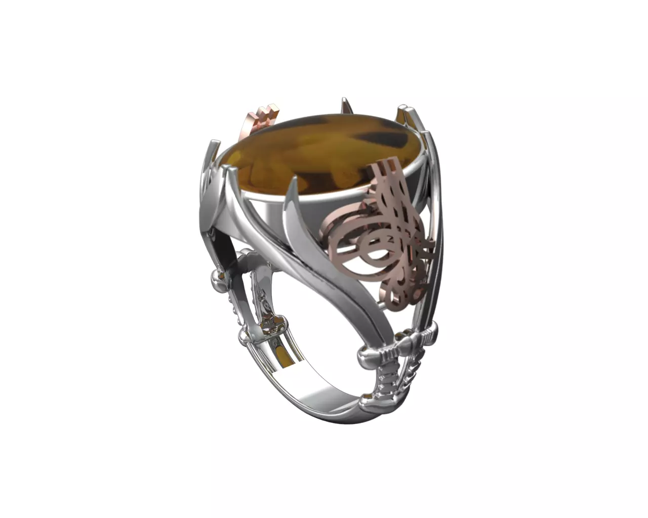 Turkish silver ring men 3D model_0