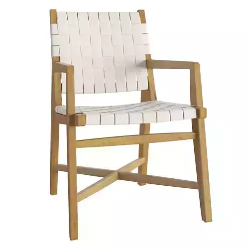 Taj White Woven Leather Dining Chair with Arms 3D model