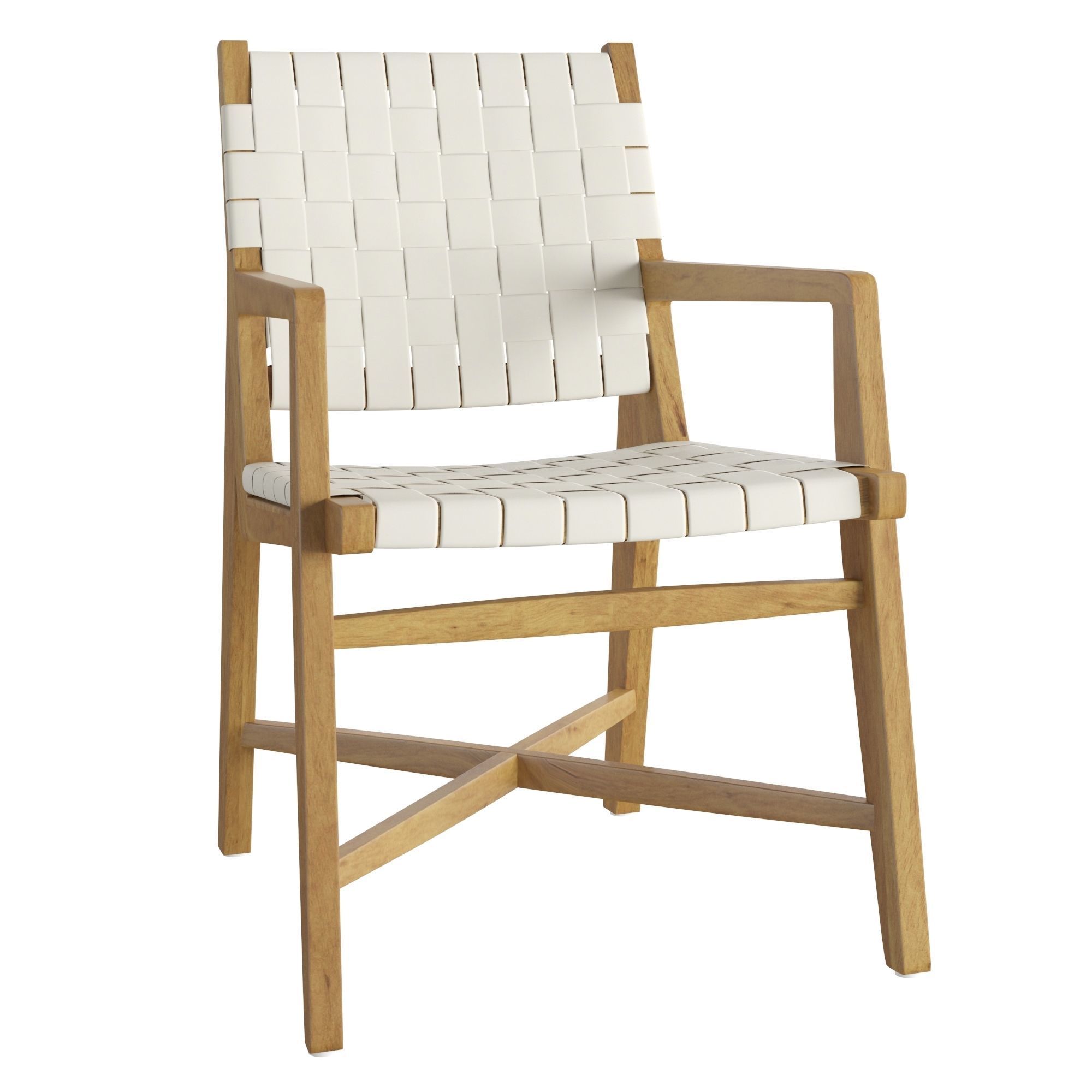 Taj White Woven Leather Dining Chair with Arms 3D model CGTrader