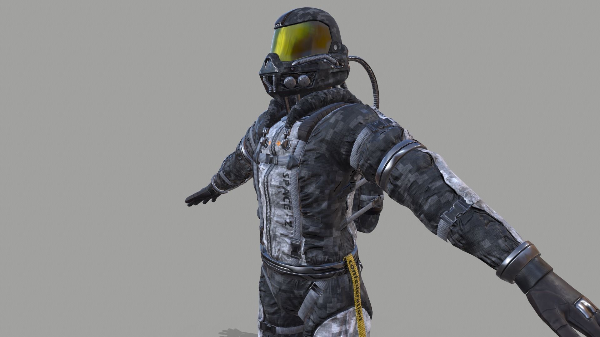 astronaut 001 Low-poly 3D model_16