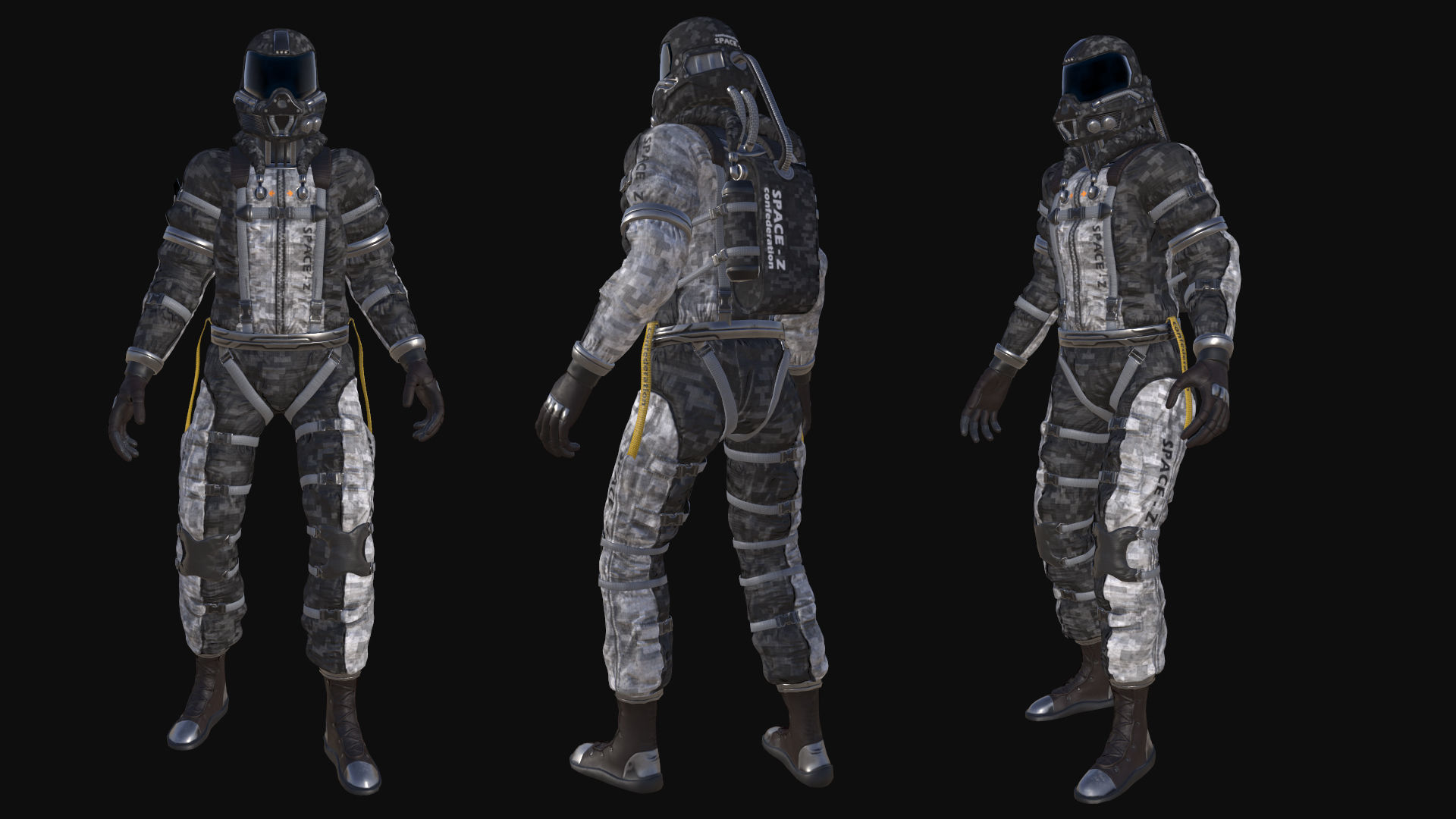 astronaut 001 Low-poly 3D model_6