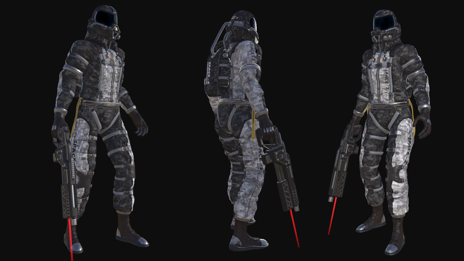 astronaut 001 Low-poly 3D model_4