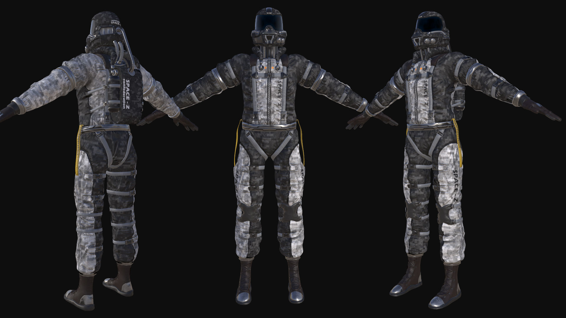 astronaut 001 Low-poly 3D model_9