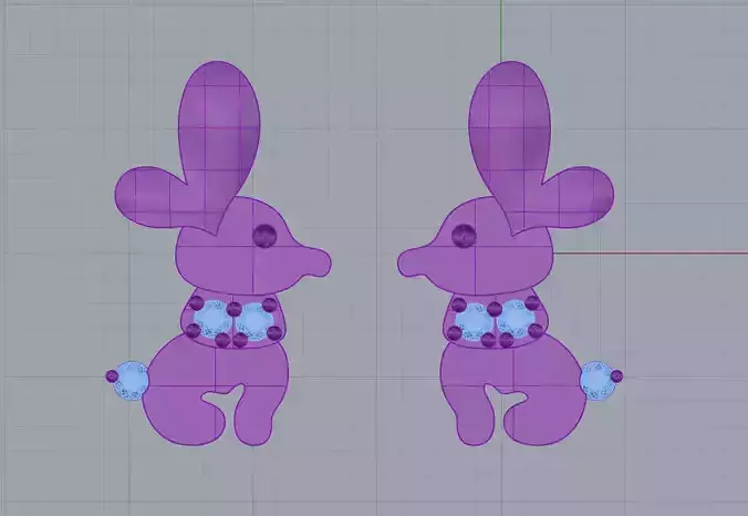 3d-pendant two bunny dolls