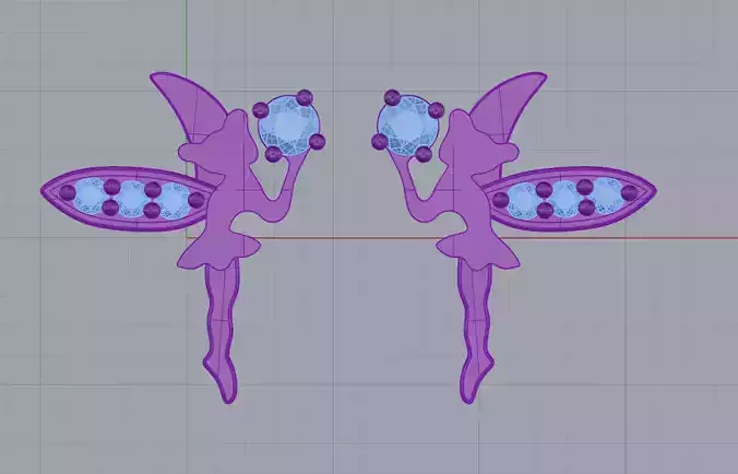 3dm model pair of fairy earrings