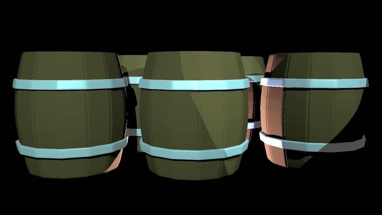 Low Poly Barrels four wooden Low-poly 3D model_2