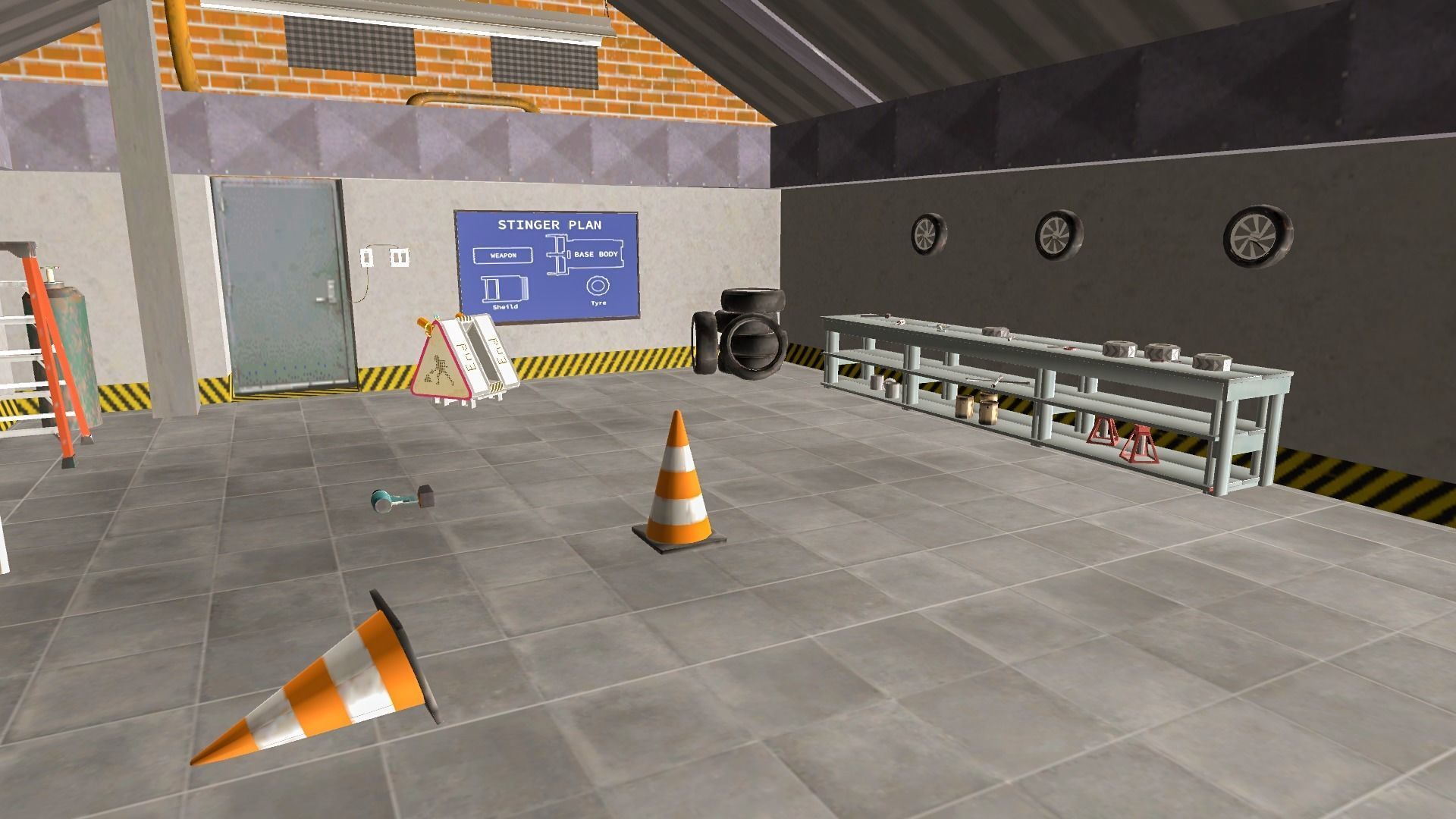 Low poly Battle bot Garage Low-poly 3D model_5