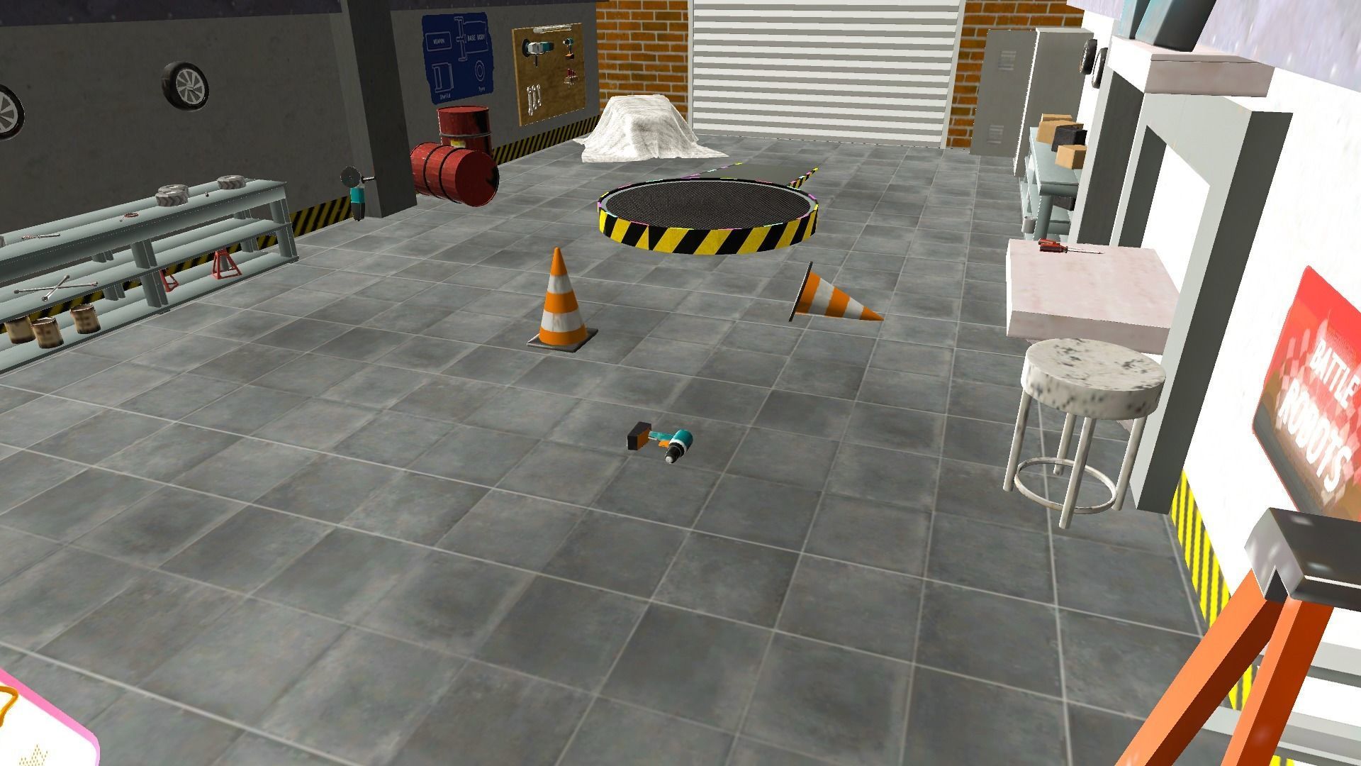 Low poly Battle bot Garage Low-poly 3D model_2