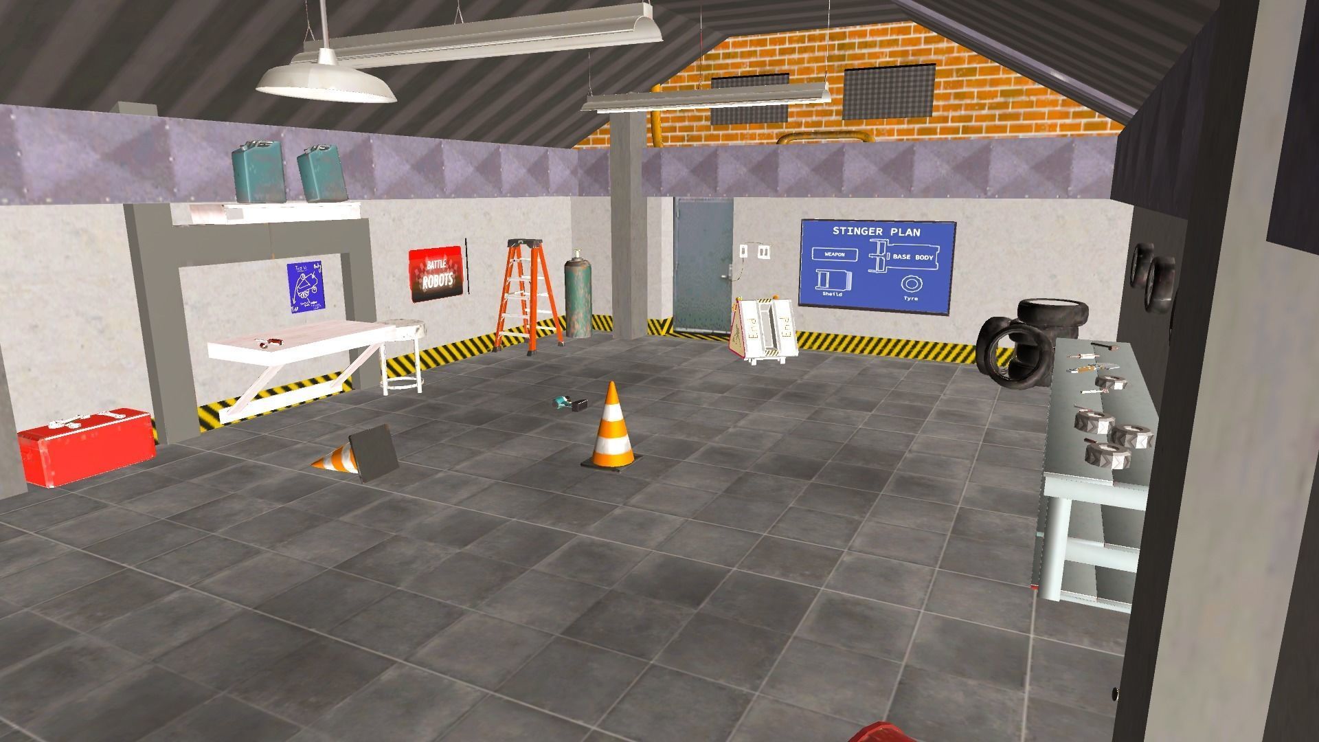 Low poly Battle bot Garage Low-poly 3D model_4