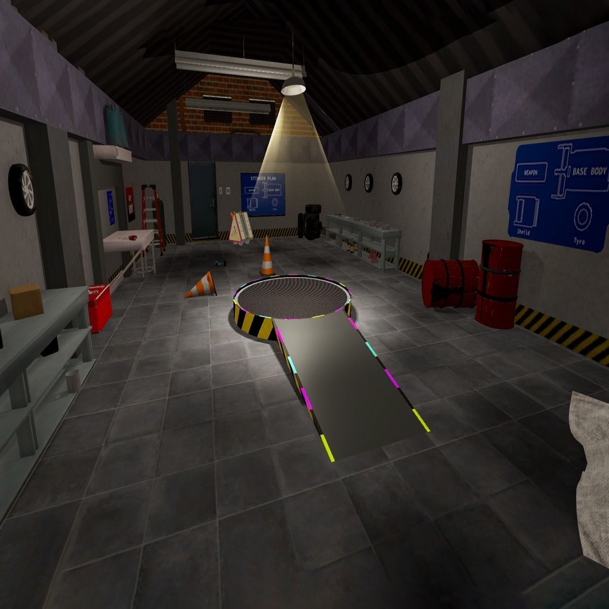 Low poly Battle bot Garage Low-poly 3D model_9