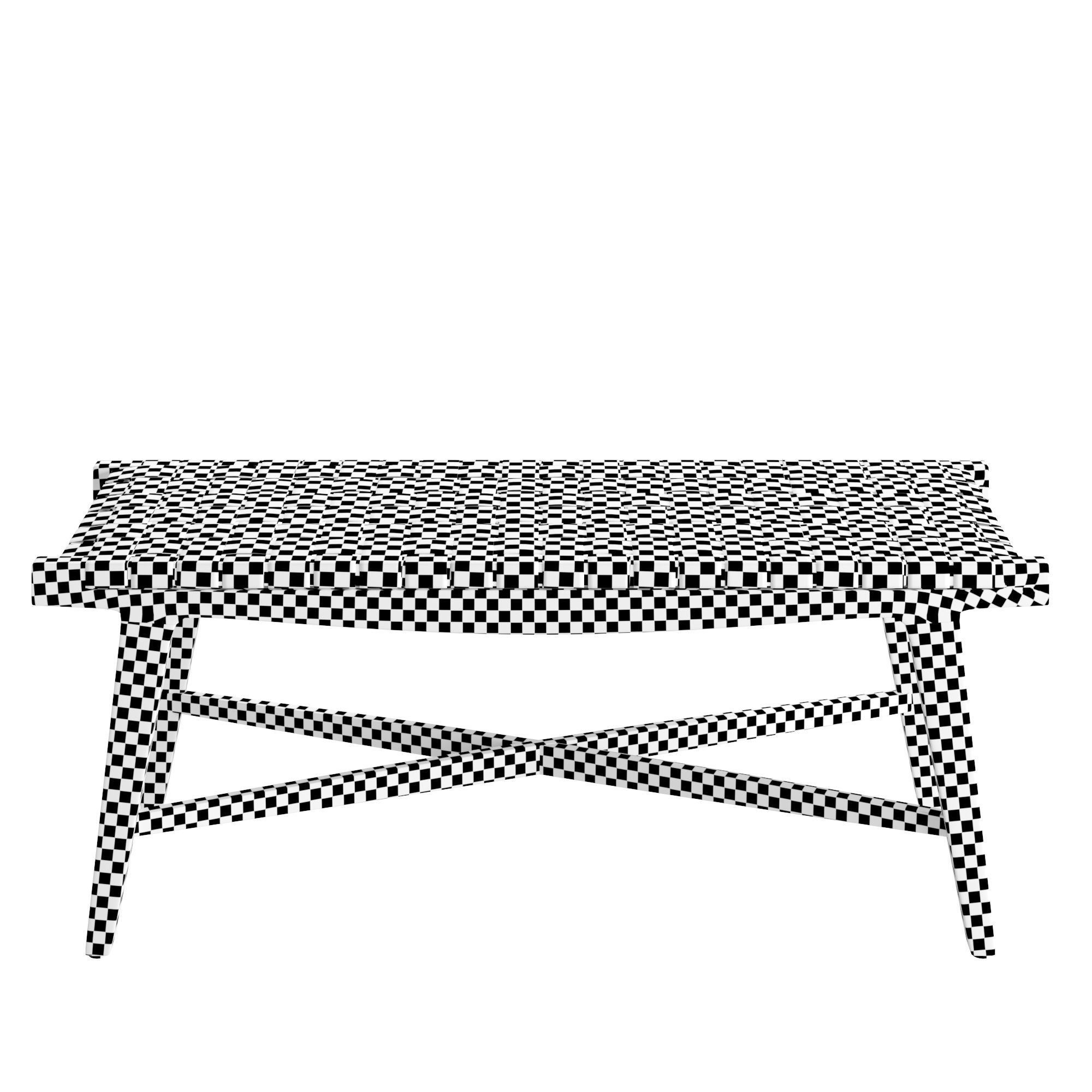 Taj White Leather Strap Dining Bench 3D model_4