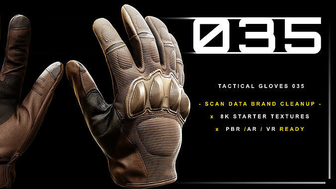 Tactical Gloves 035 Low-poly 3D model
