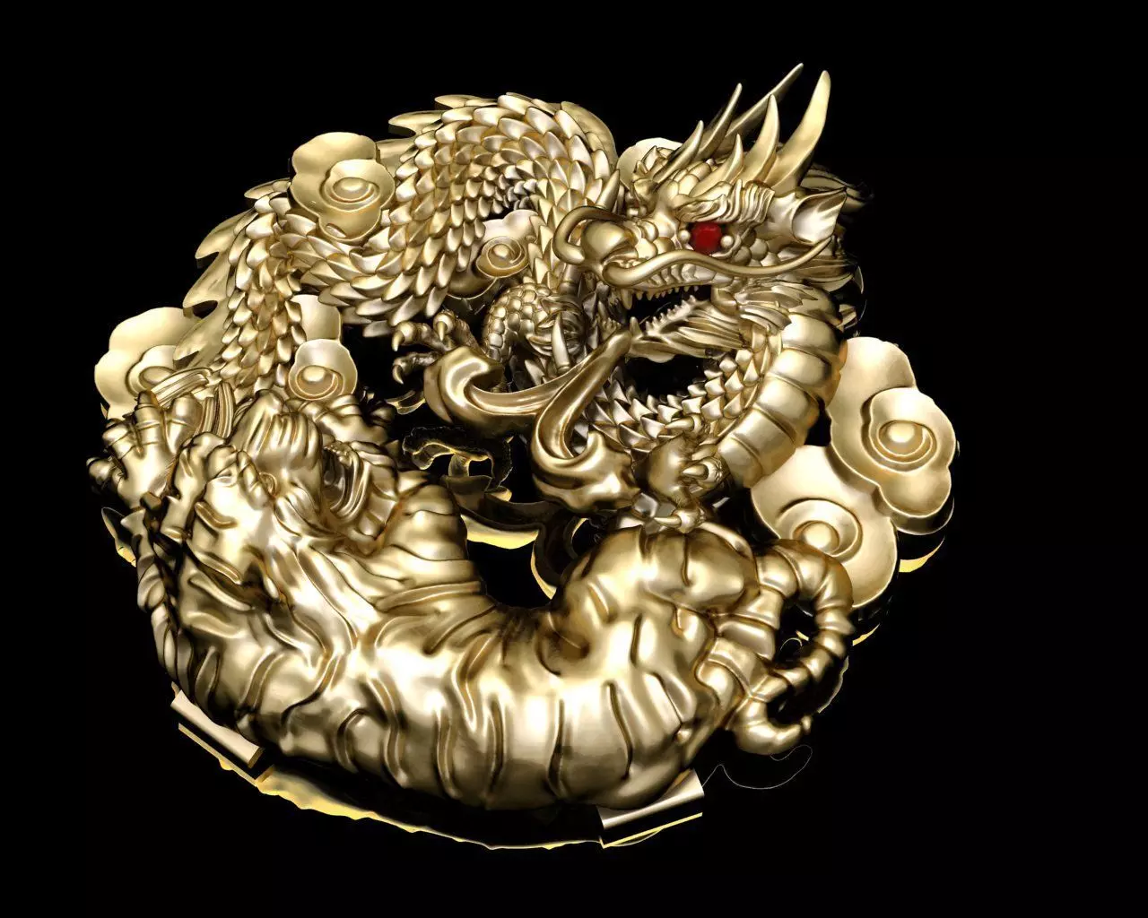 dragon and tiger pendants 3D print model