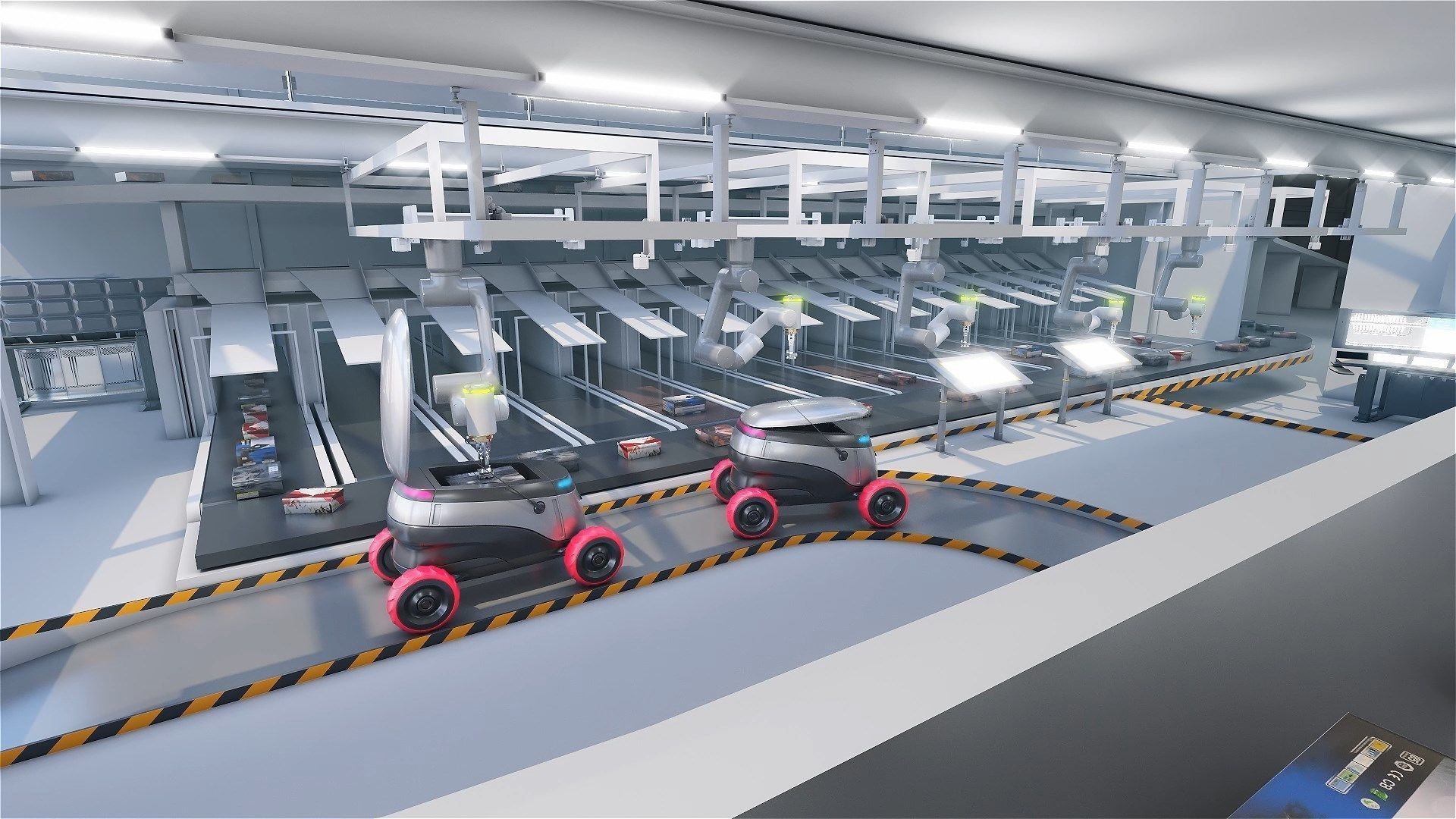 Warehouse robots Delivery Drone interior 3D model_4