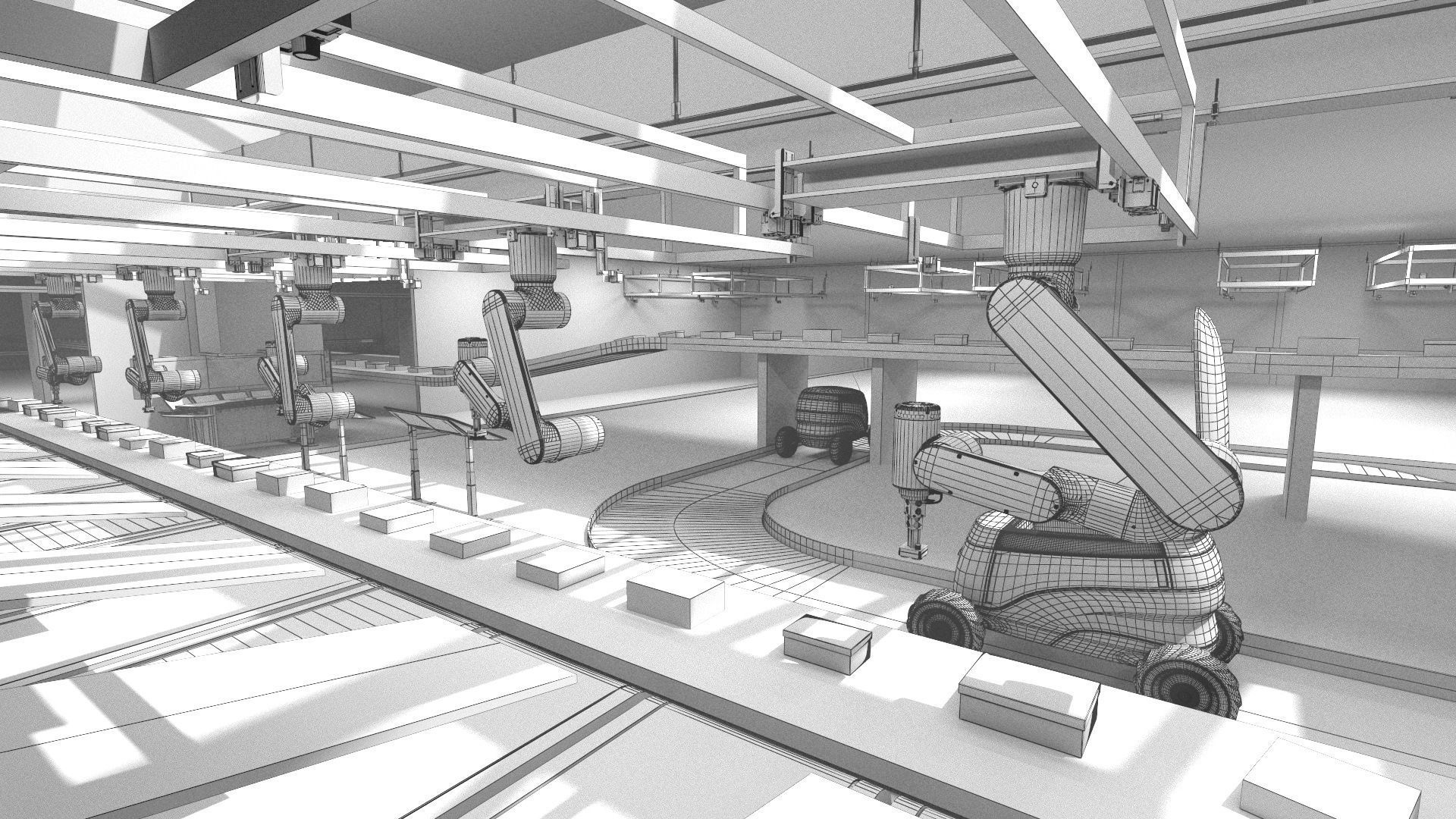 Warehouse robots Delivery Drone interior 3D model_11