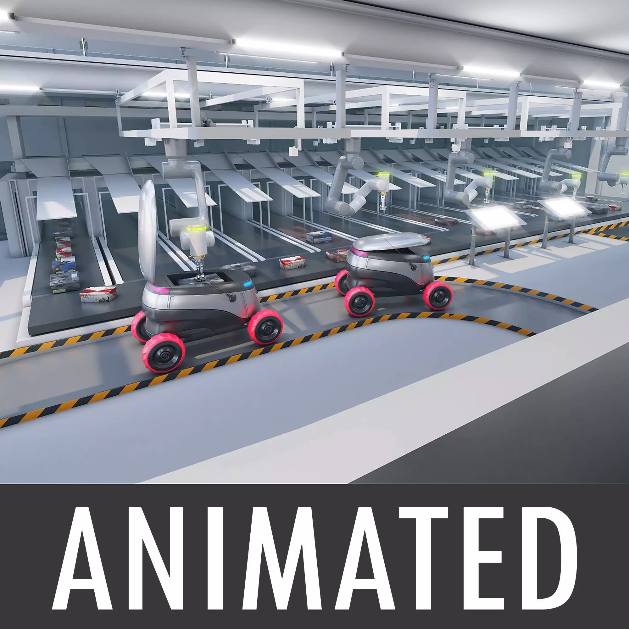 Warehouse robots Delivery Drone interior 3D model_0