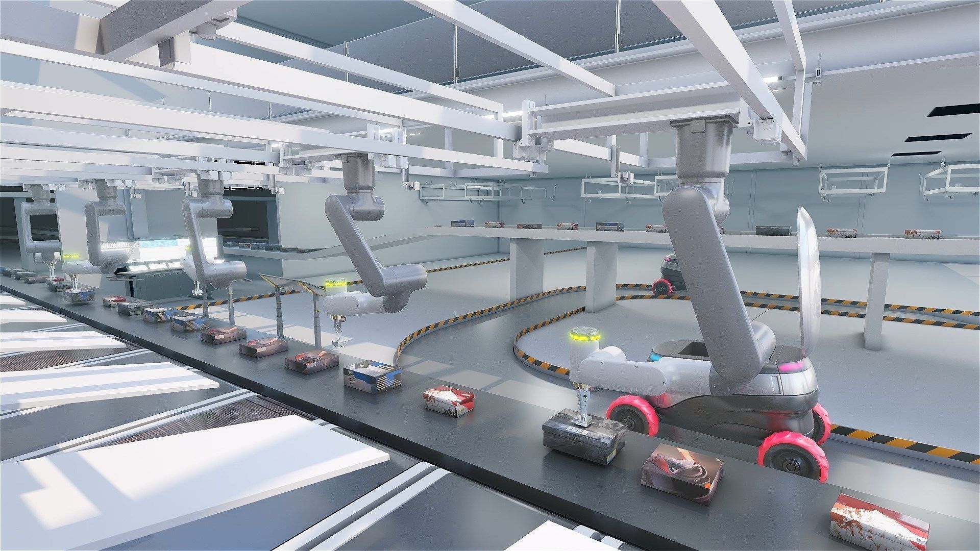 Warehouse robots Delivery Drone interior 3D model_2