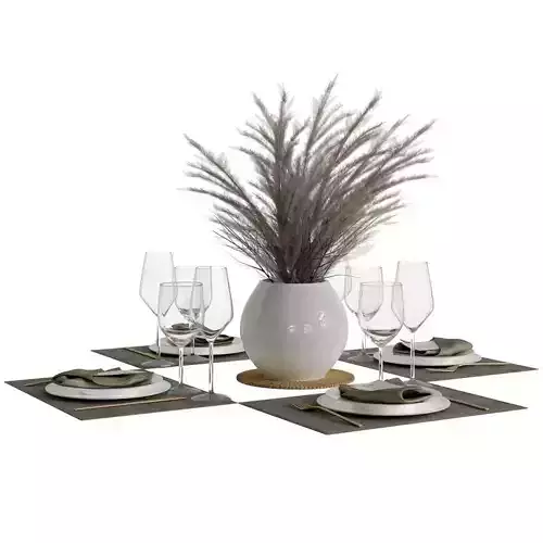 Decorative Set 5 table setting with vase and place settings
