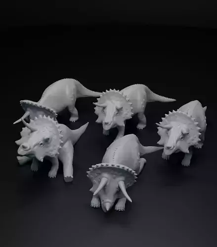 Triceratops cute dinosaur set intended for 3D printing
