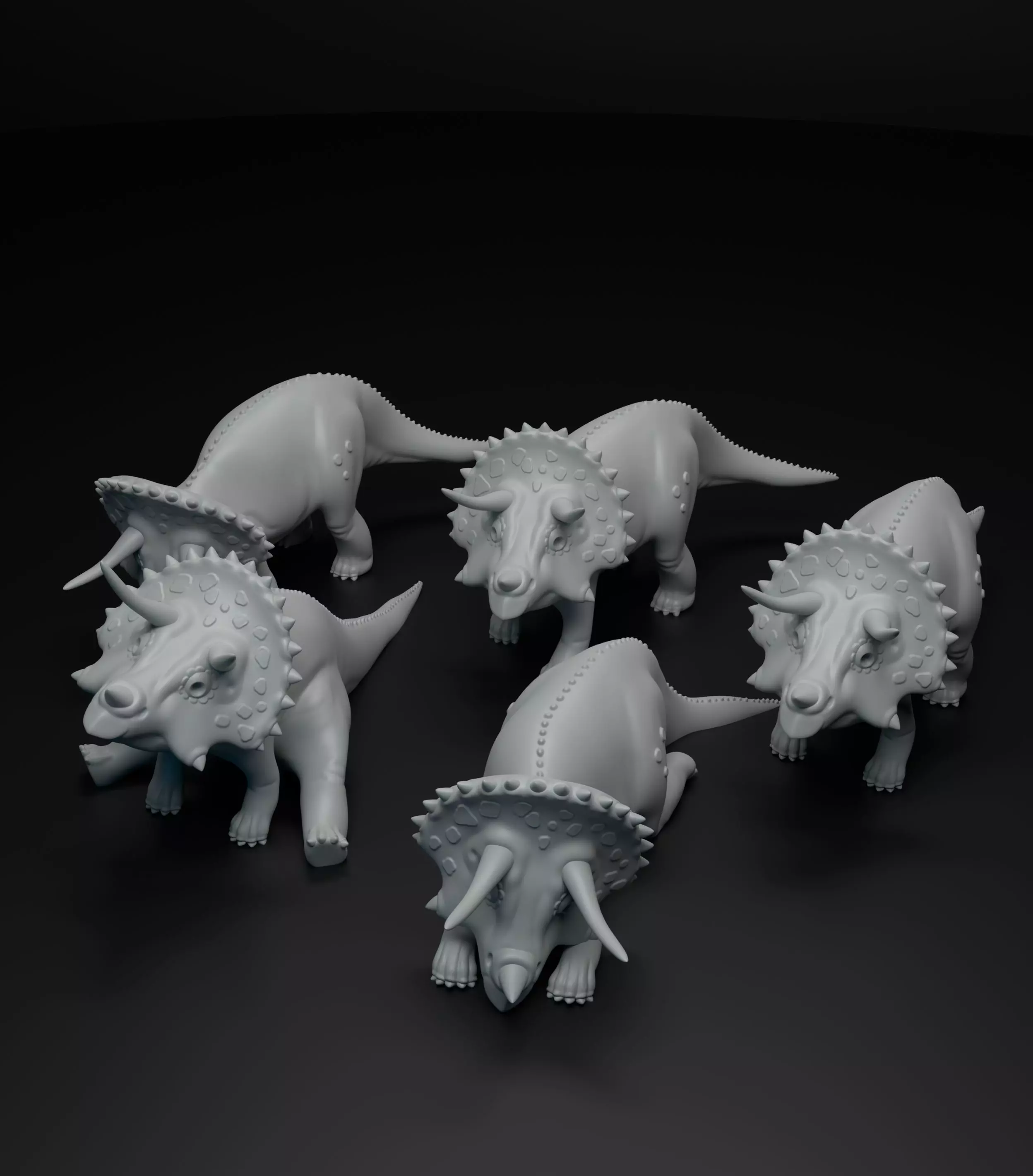 Triceratops cute dinosaur set intended for 3D printing 3D print model_0