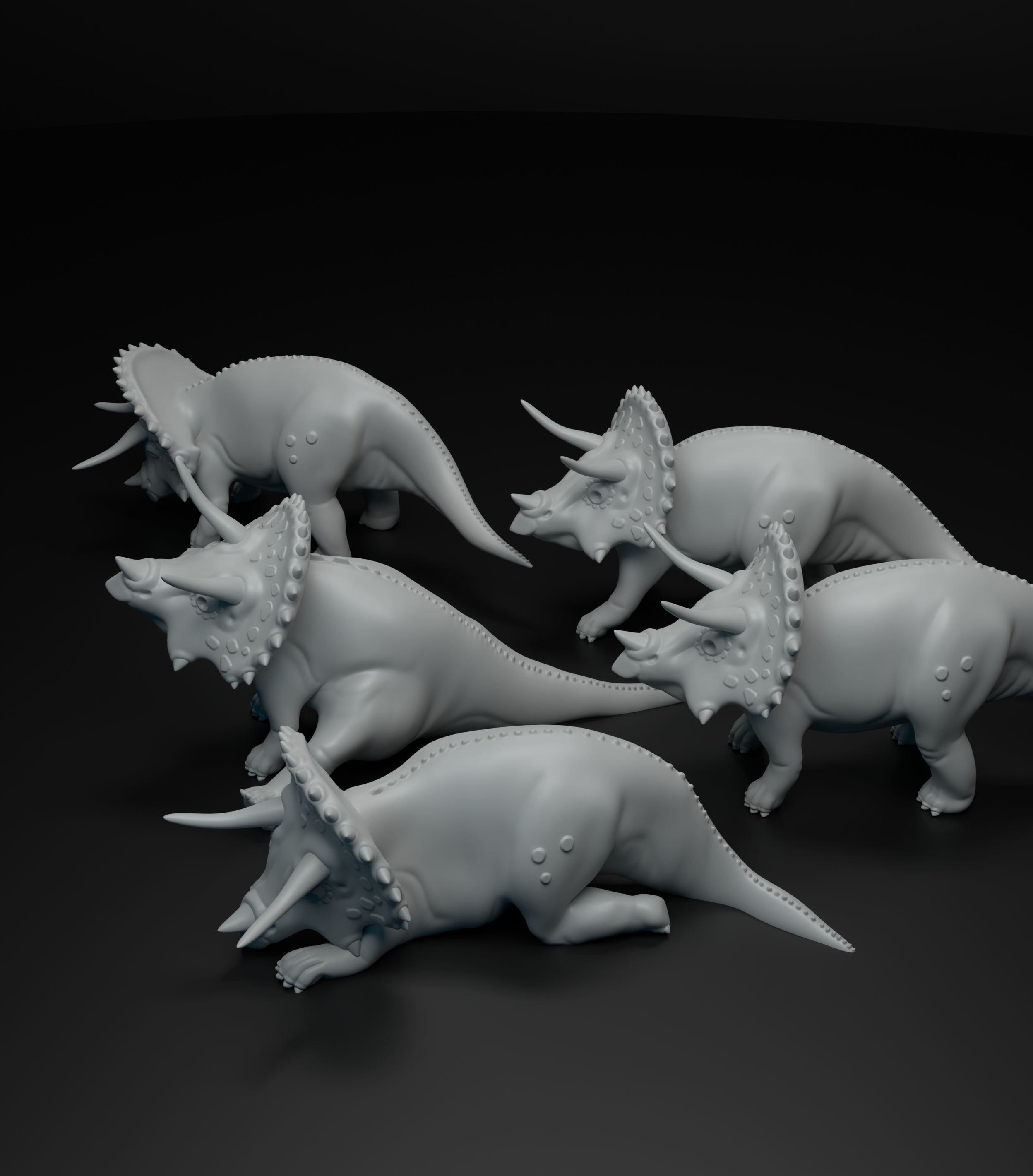 Triceratops cute dinosaur set intended for 3D printing 3D print model_11