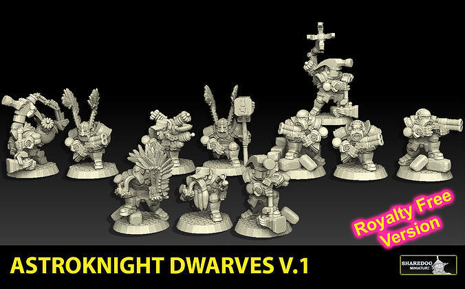 Astroknight Dwarves Megapack 1 ROYALTY FREE VERSION 3D print model