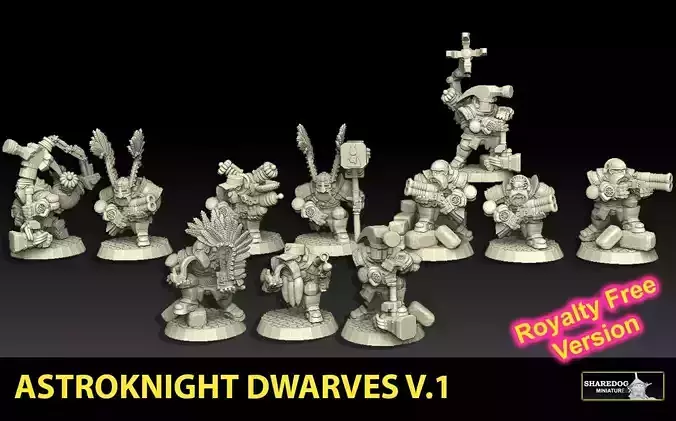 Astroknight Dwarves Megapack 1 ROYALTY FREE VERSION 3D print model