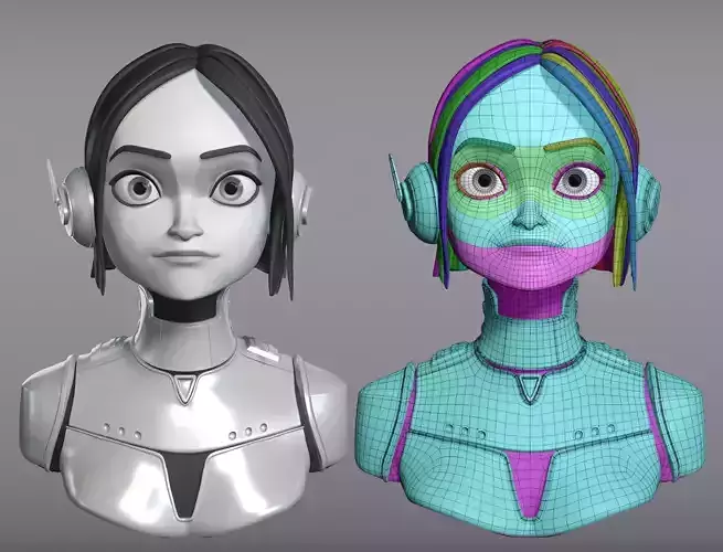 Cartoon female character Lisa base mesh 3D model