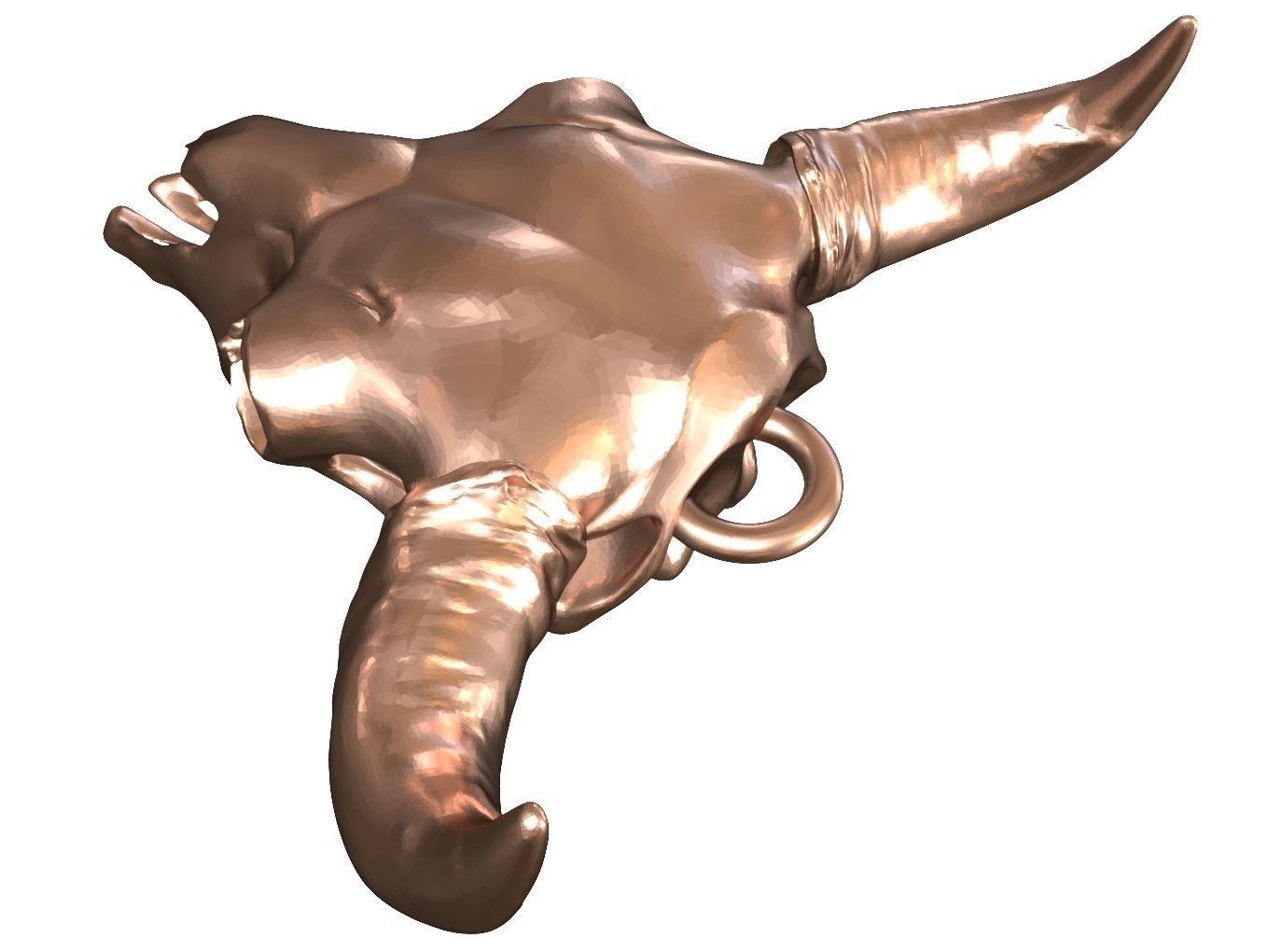 Cranium Charm Bison Bronze 3D print model_5
