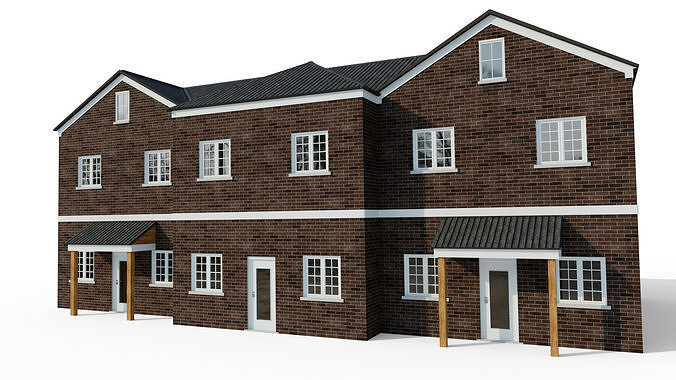 Modular English Housing Low-poly 3D model 7