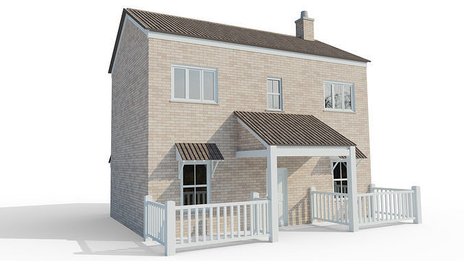 Modular English Housing Low-poly 3D model 6