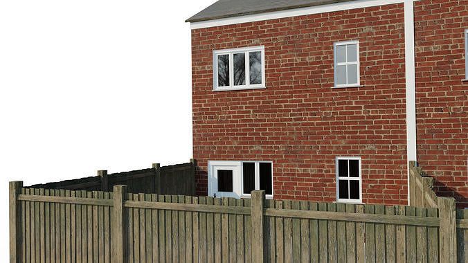 Modular English Housing Low-poly 3D model 4