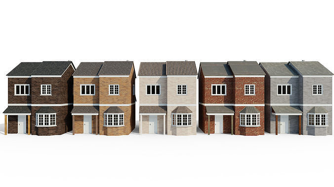 Modular English Housing Low-poly 3D model 2