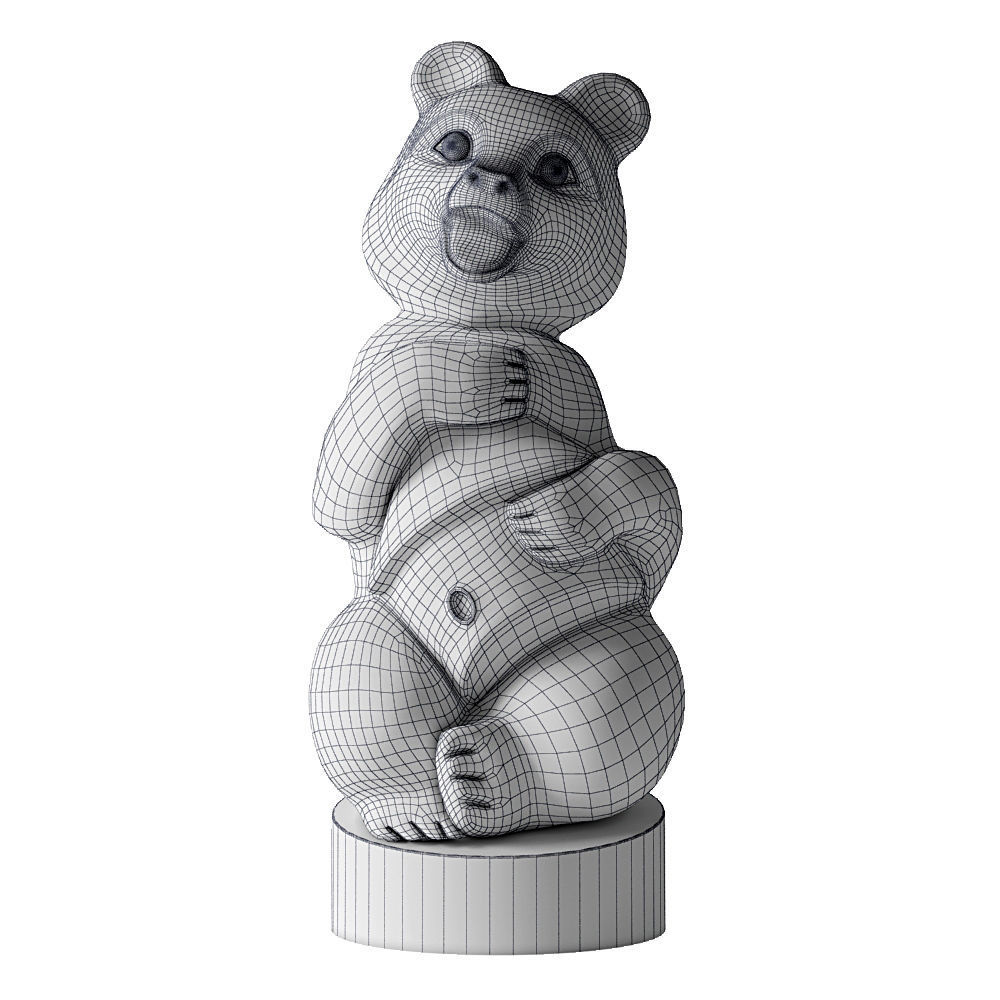 Wooden sculpture Bear 3D model_5