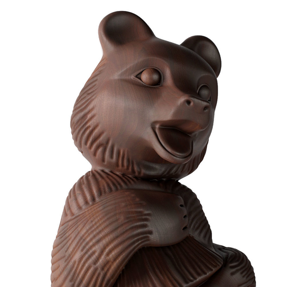 Wooden sculpture Bear 3D model_4