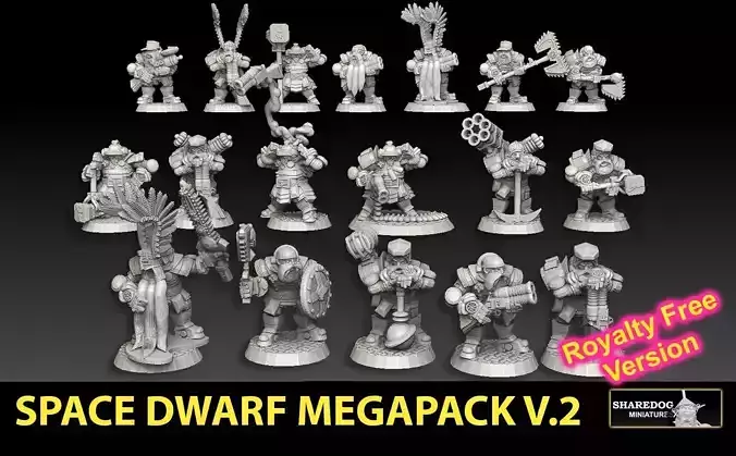 Space Dwarf Megapack Version 2 ROYALTY FREE VERSION 3D print model