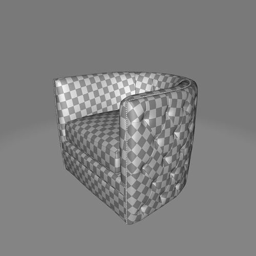 Wide Tufted Genuine Leather Top Grain Leather 3D model 3