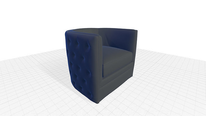 Wide Tufted Genuine Leather Top Grain Leather 3D model 7