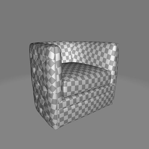 Wide Tufted Genuine Leather Top Grain Leather 3D model 4
