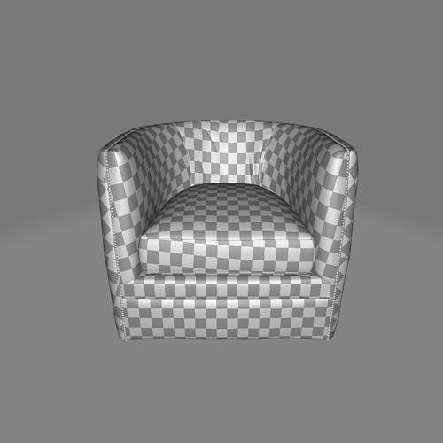 Wide Tufted Genuine Leather Top Grain Leather 3D model 2