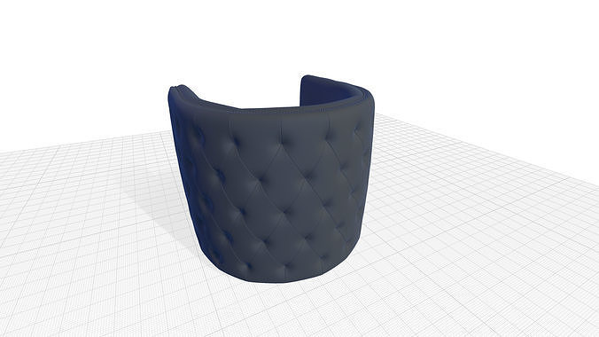 Wide Tufted Genuine Leather Top Grain Leather 3D model 6