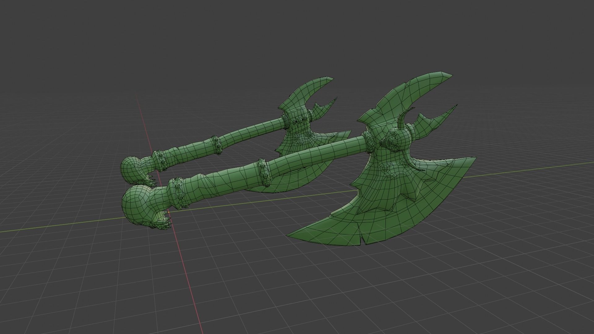 Battle double axes Low-poly 3D model_6