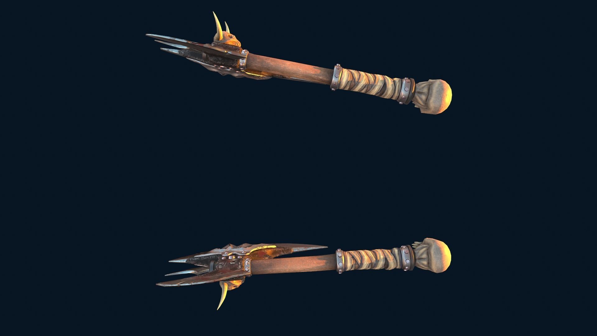Battle double axes Low-poly 3D model_5