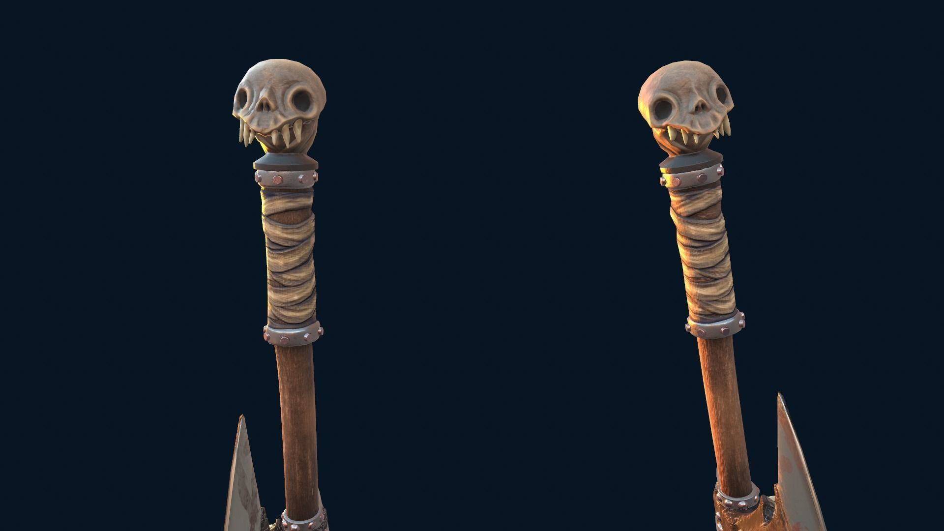 Battle double axes Low-poly 3D model_3