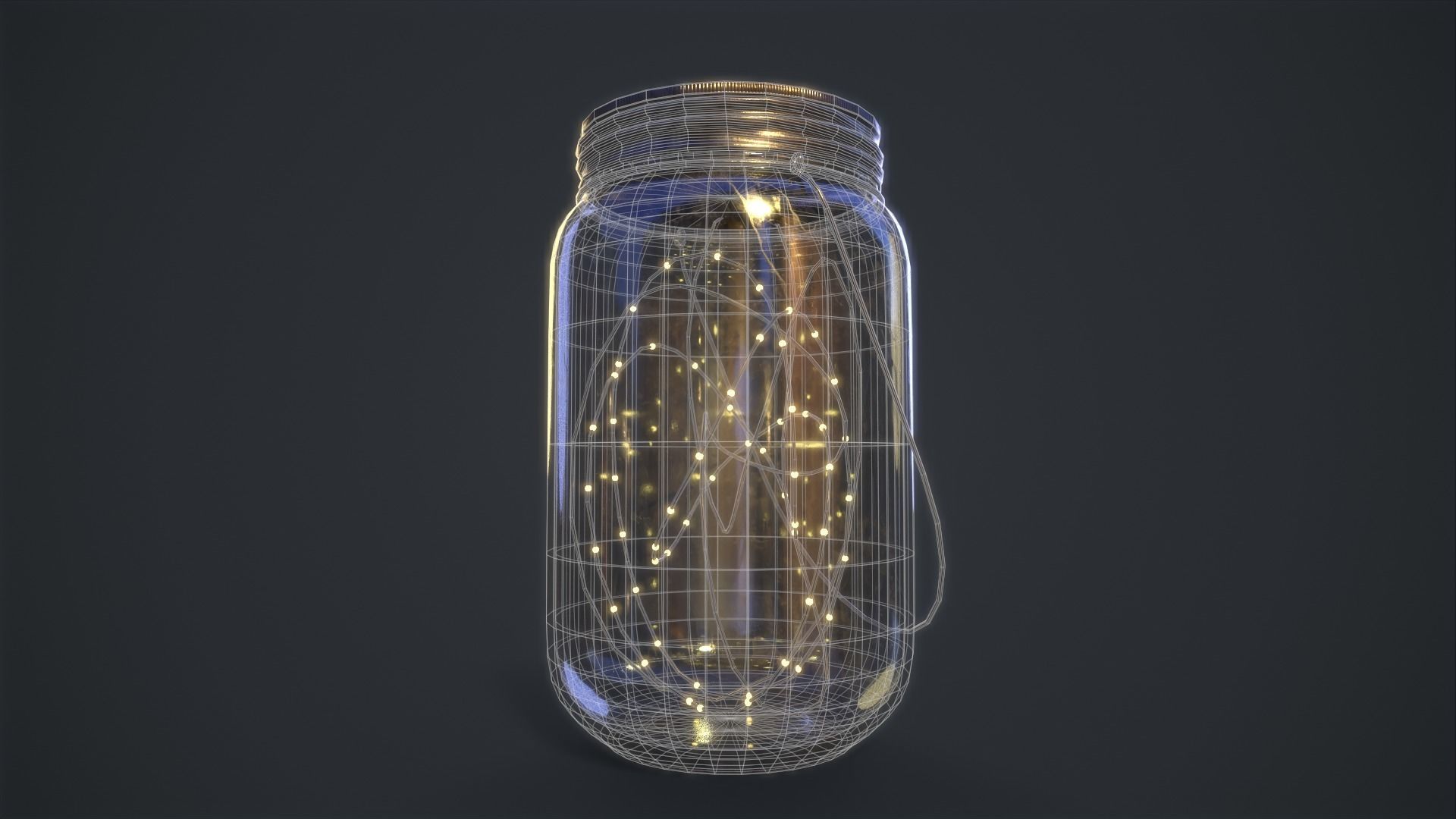 Mason Jar LED Lantern Low-poly 3D model_7