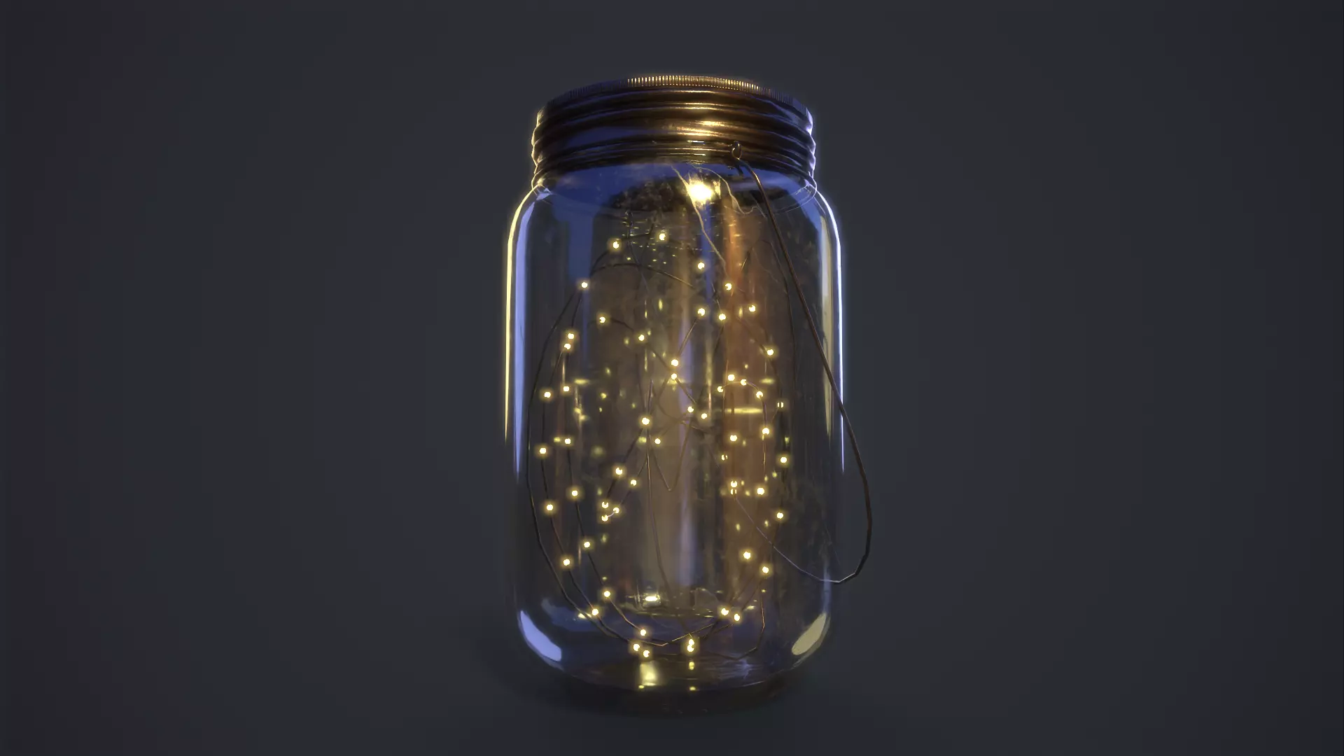 Mason Jar LED Lantern Low-poly 3D model_0